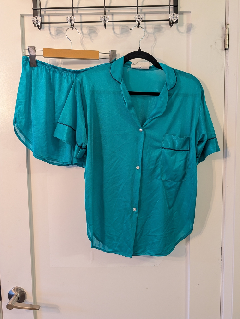 Undercover Wear Turquoise Vintage Pajamas Set - PJ Top + Shorts - Size Small